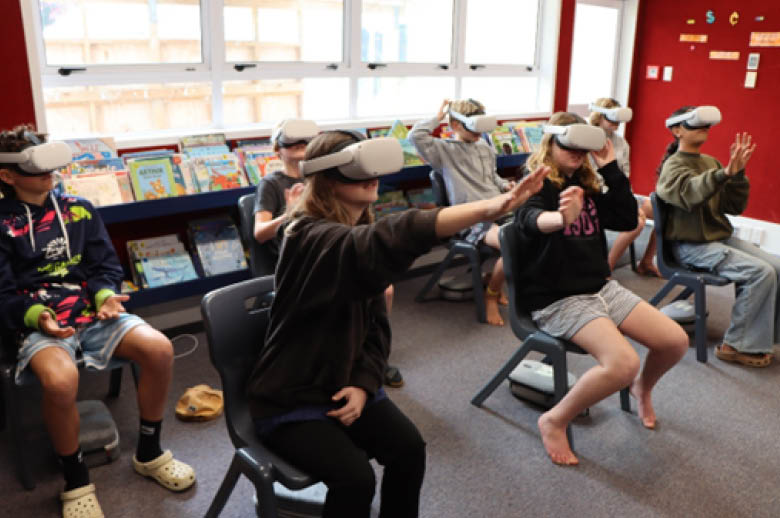Kids wearing VR glasses